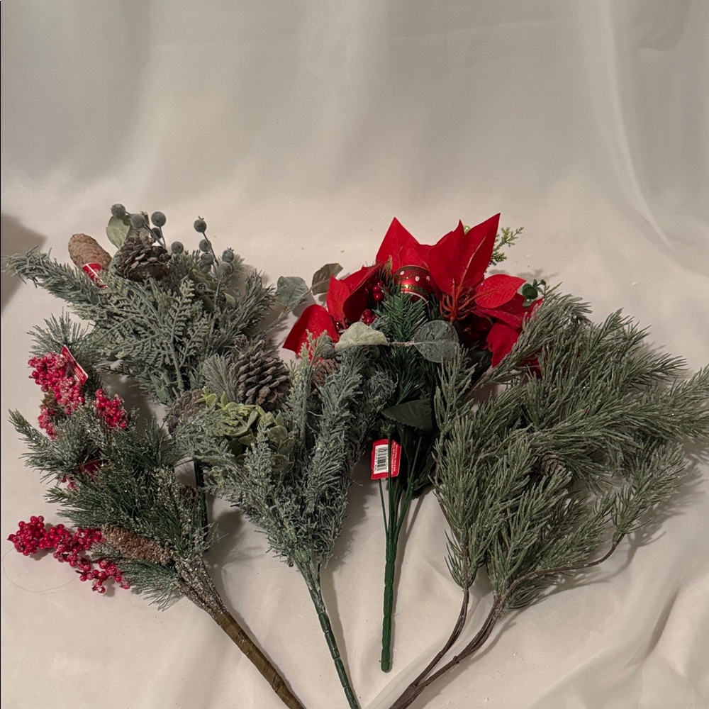 Festive Holiday Floral Arrangement with Red Accents - New with tags